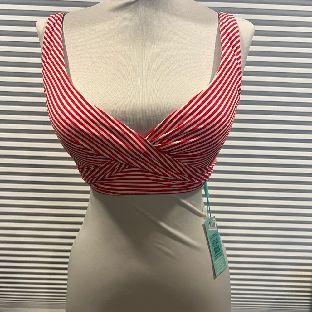 Nordstrom Sorrento Stripe Red Cross Front Bra Top